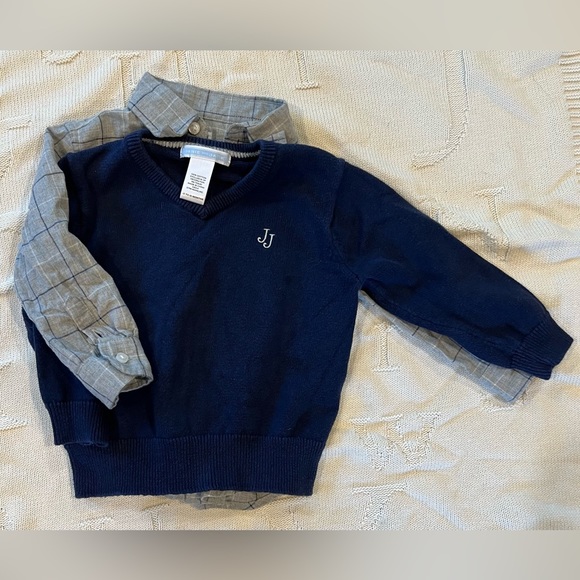 Janie and Jack bundle! Button down, sweater, long sleeve polo 12-18 months - Picture 3 of 3